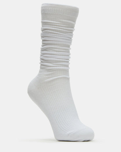 2 PACK SLOUCHY CREW SOCKS BLACK WHITE Scrunch Socks