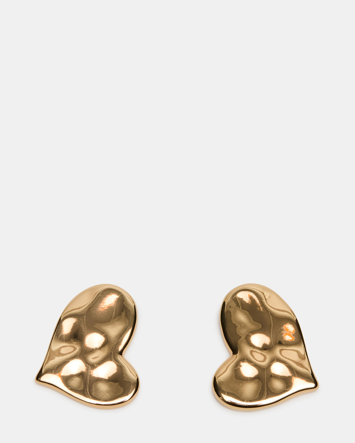 TEXTURED HEART STUD EARRINGS GOLD Women's Textured Heart Stud Earrings