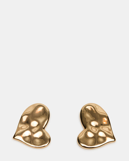 TEXTURED HEART STUD EARRINGS GOLD Women's Textured Heart Stud Earrings