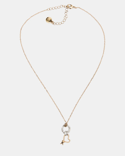 TWO TONE KNOT HEART PENDANT Necklace Double Knot Chain Necklace
