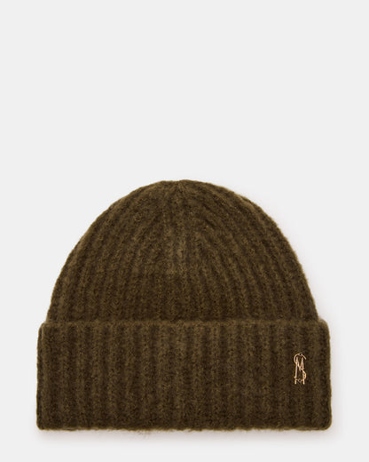 LOGO BEANIE Grape Leaf Fuzzy RIbbed Knit Women's Beanie