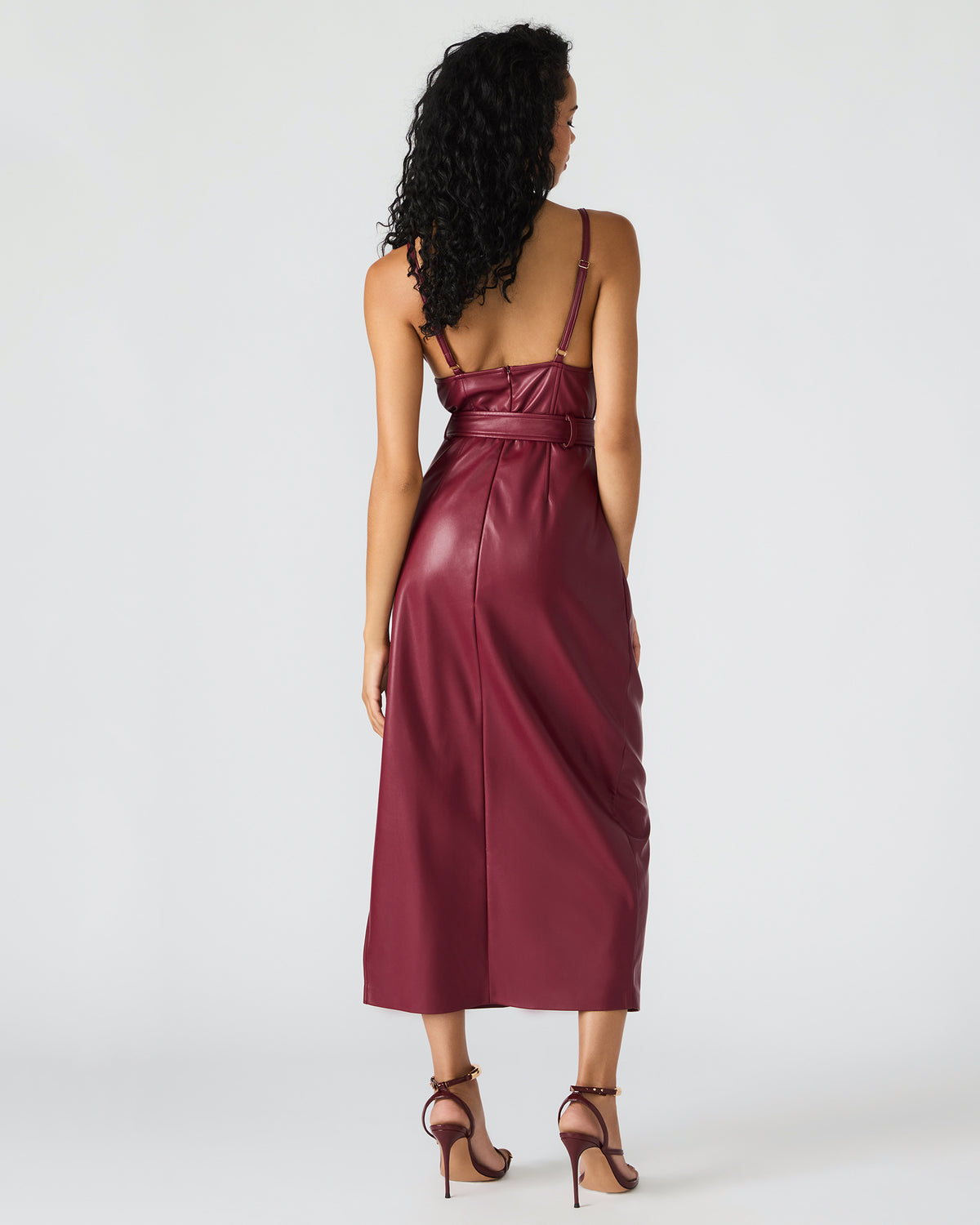 KAILEY Cordovan Faux Leather Sleeveless Midi Women's Dress