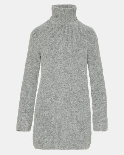ABBIE Sweater Dress Grey | Mini Turtleneck Flared Sleeve Dress