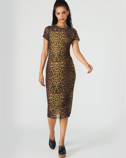 HAILEE Hot Sports Print Mesh Short-Sleeved Bodycon Women's Dress