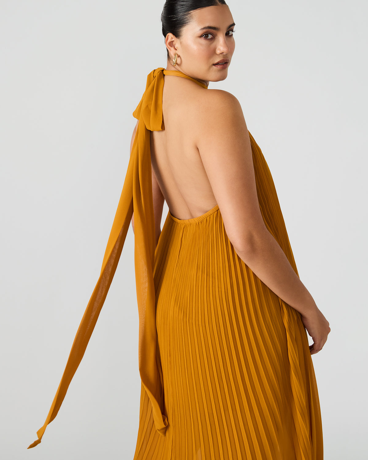 MARAYA Tuscan Gold Flowy Halter Women's Maxi Dress