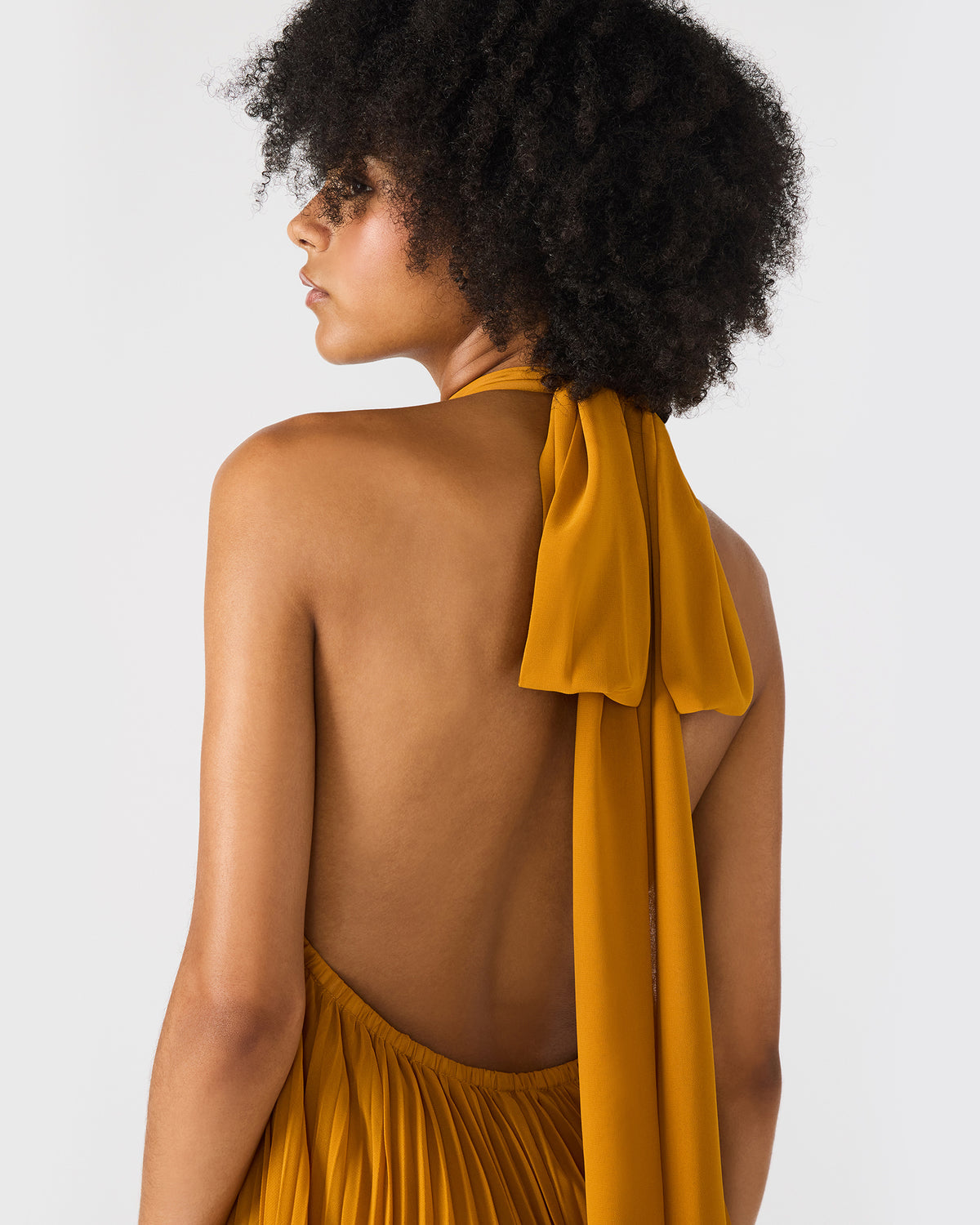 MARAYA Tuscan Gold Flowy Halter Women's Maxi Dress