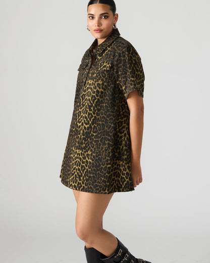 FREDDY Hot Spots Print Short-Sleeved Denim Button-Up Mini Women's Dress