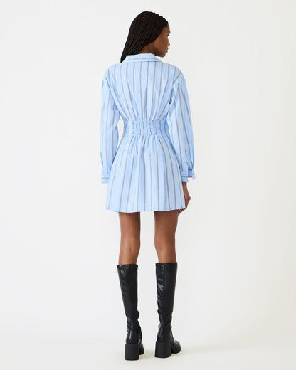 ARIANY Estate Blue Long-Sleeved Collared Neckline Women's Dress