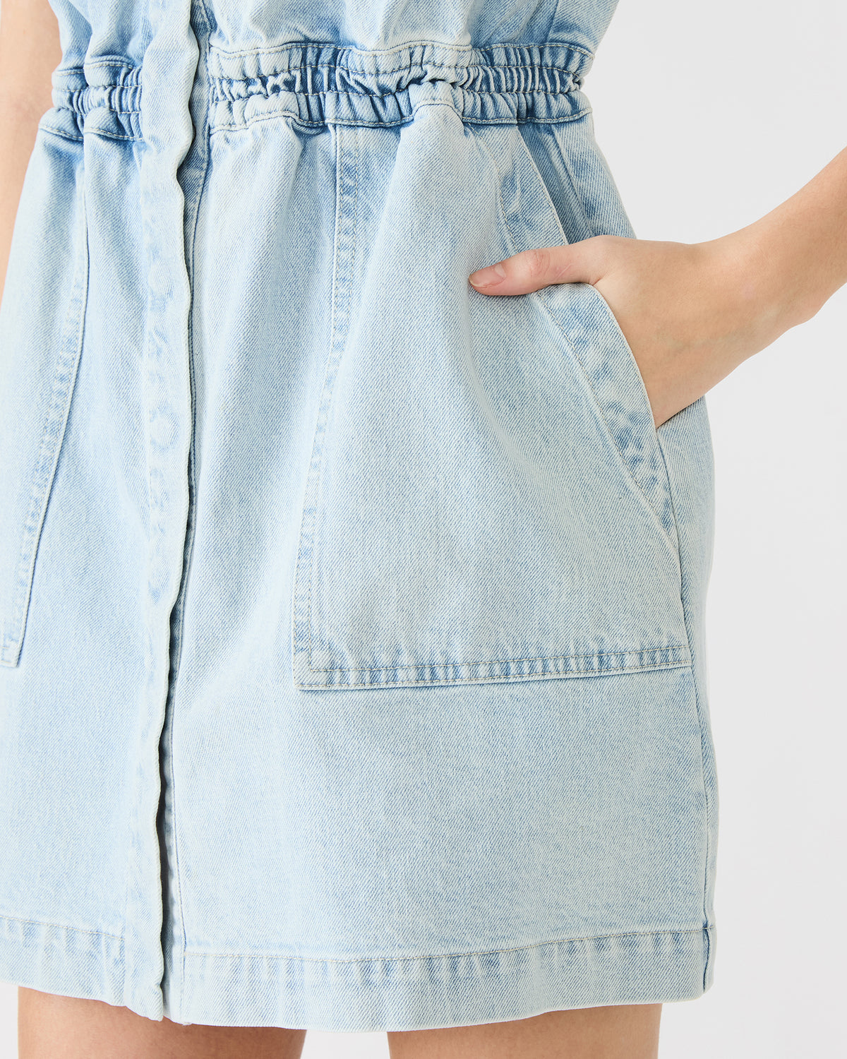 ROBBIE Aruba Blue Denim Zip-Up Collared Women's MinI Dress