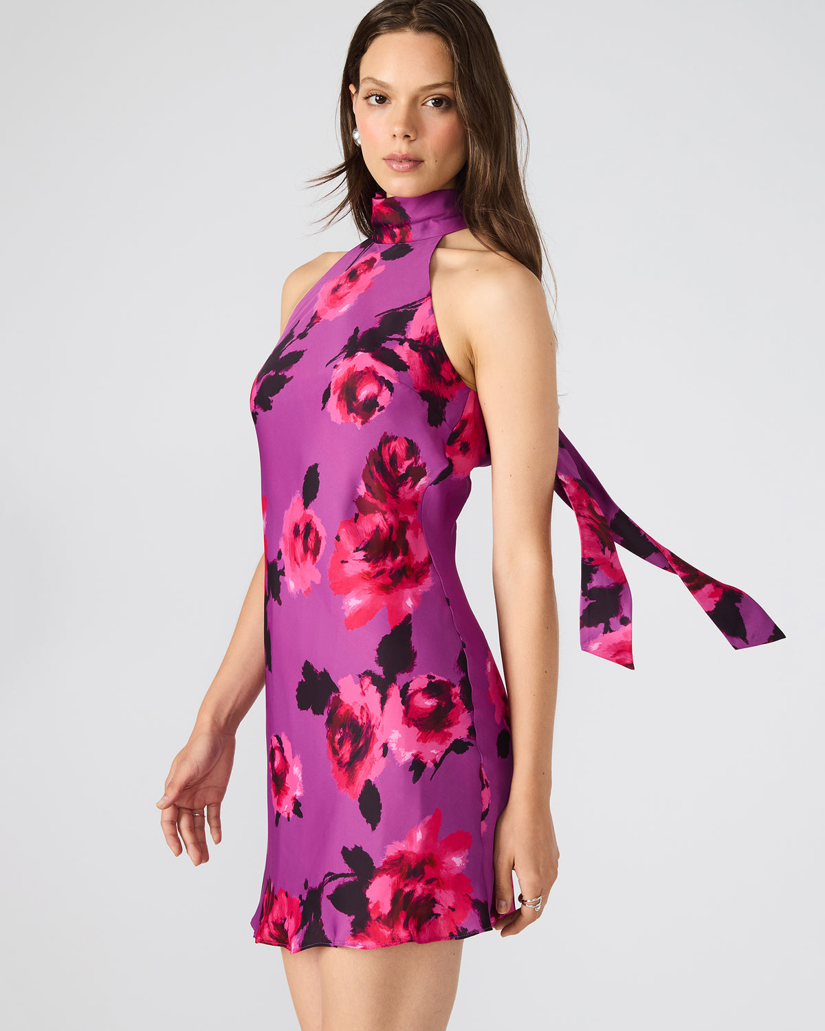 LARA Rosette Pink Halter Mini Floral Print Women's Dress
