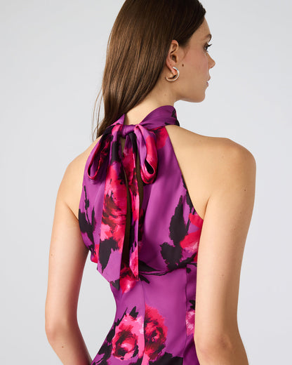 LARA Rosette Pink Halter Mini Floral Print Women's Dress