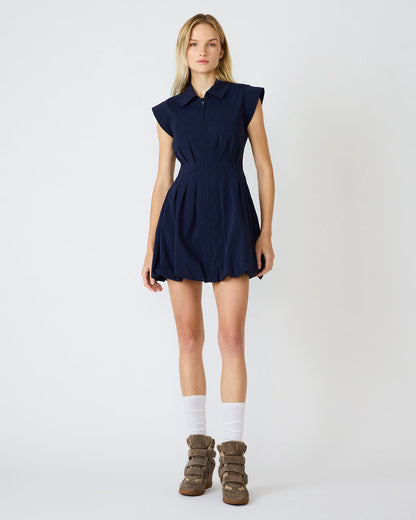 DYANNE Marine Women's Zip-Front Bubble-Hem Dress