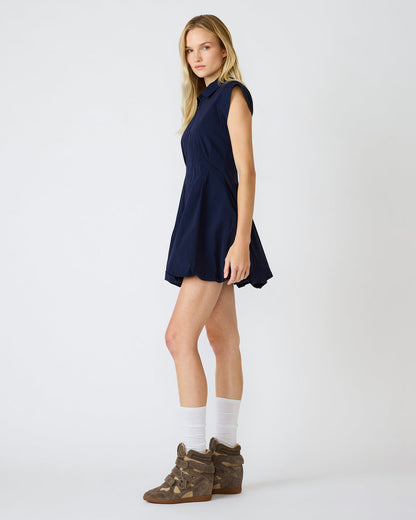 DYANNE Marine Women's Zip-Front Bubble-Hem Dress