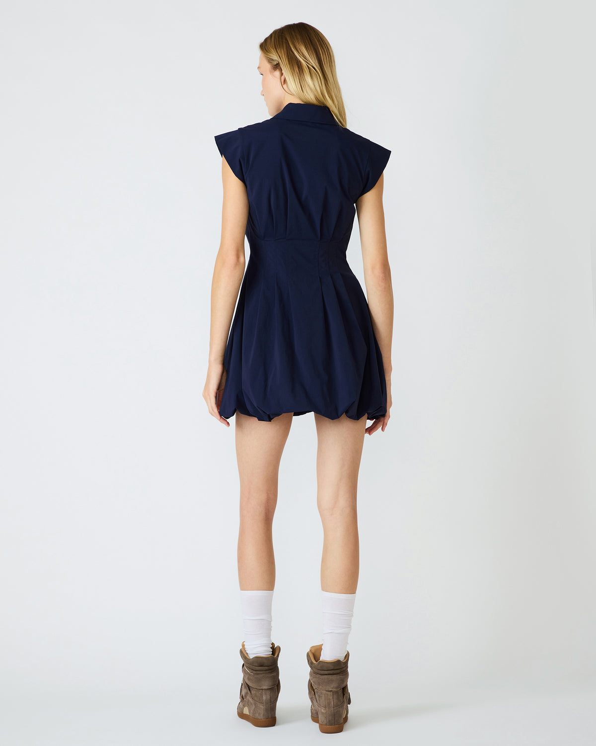 DYANNE Marine Women's Zip-Front Bubble-Hem Dress