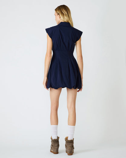 DYANNE Marine Women's Zip-Front Bubble-Hem Dress
