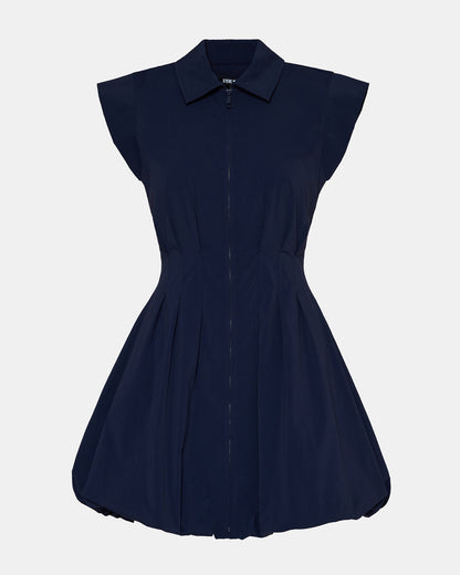 DYANNE Marine Women's Zip-Front Bubble-Hem Dress