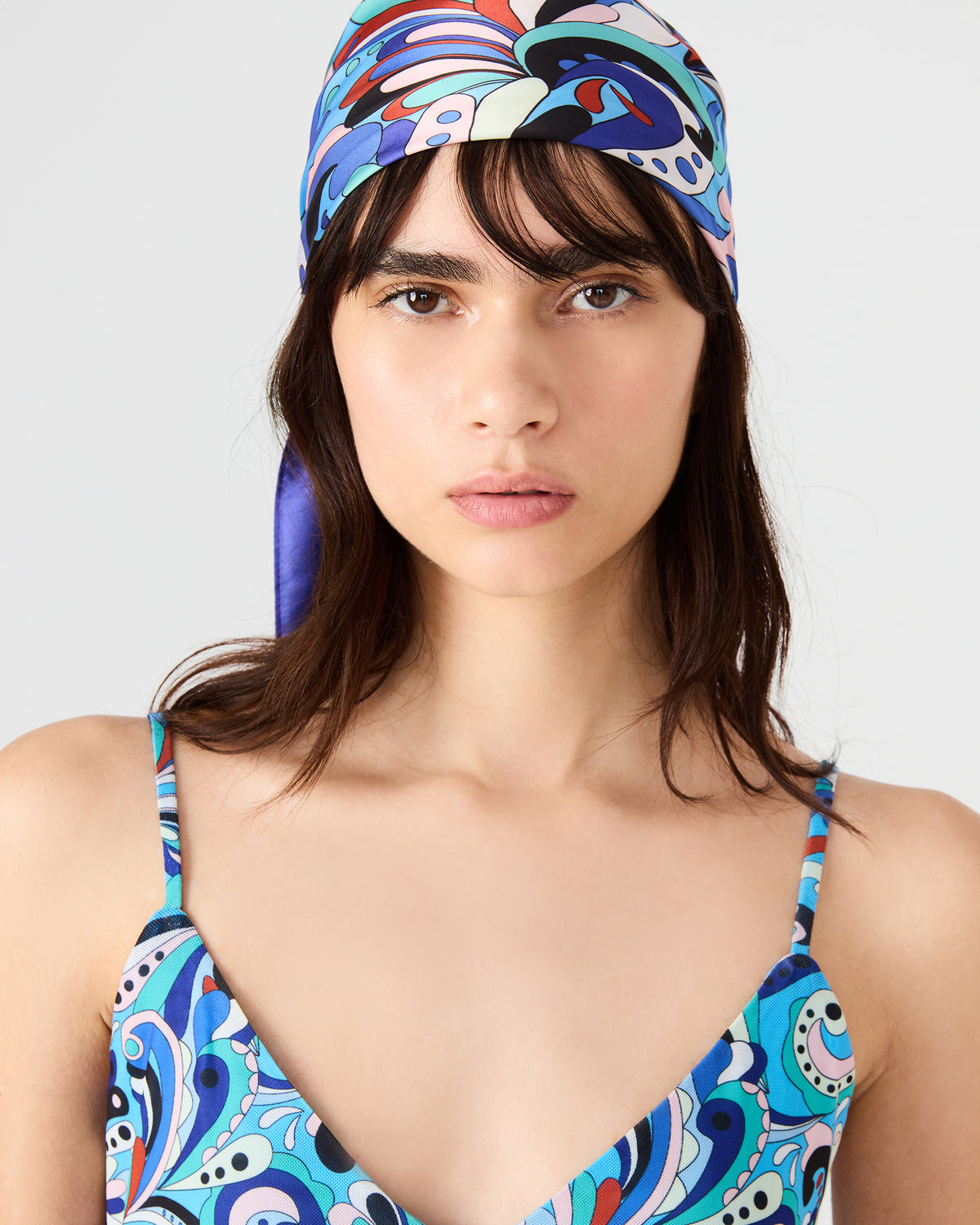 SHEILA Teal Paisley Sleeveless V-Neckline Printed Slip Mini Women's Dress