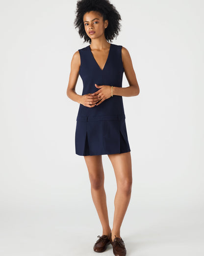 HENLEY Midnight Sleeveless V-neck Mini Pleated Women's Dress