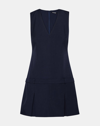 HENLEY Midnight Sleeveless V-neck Mini Pleated Women's Dress