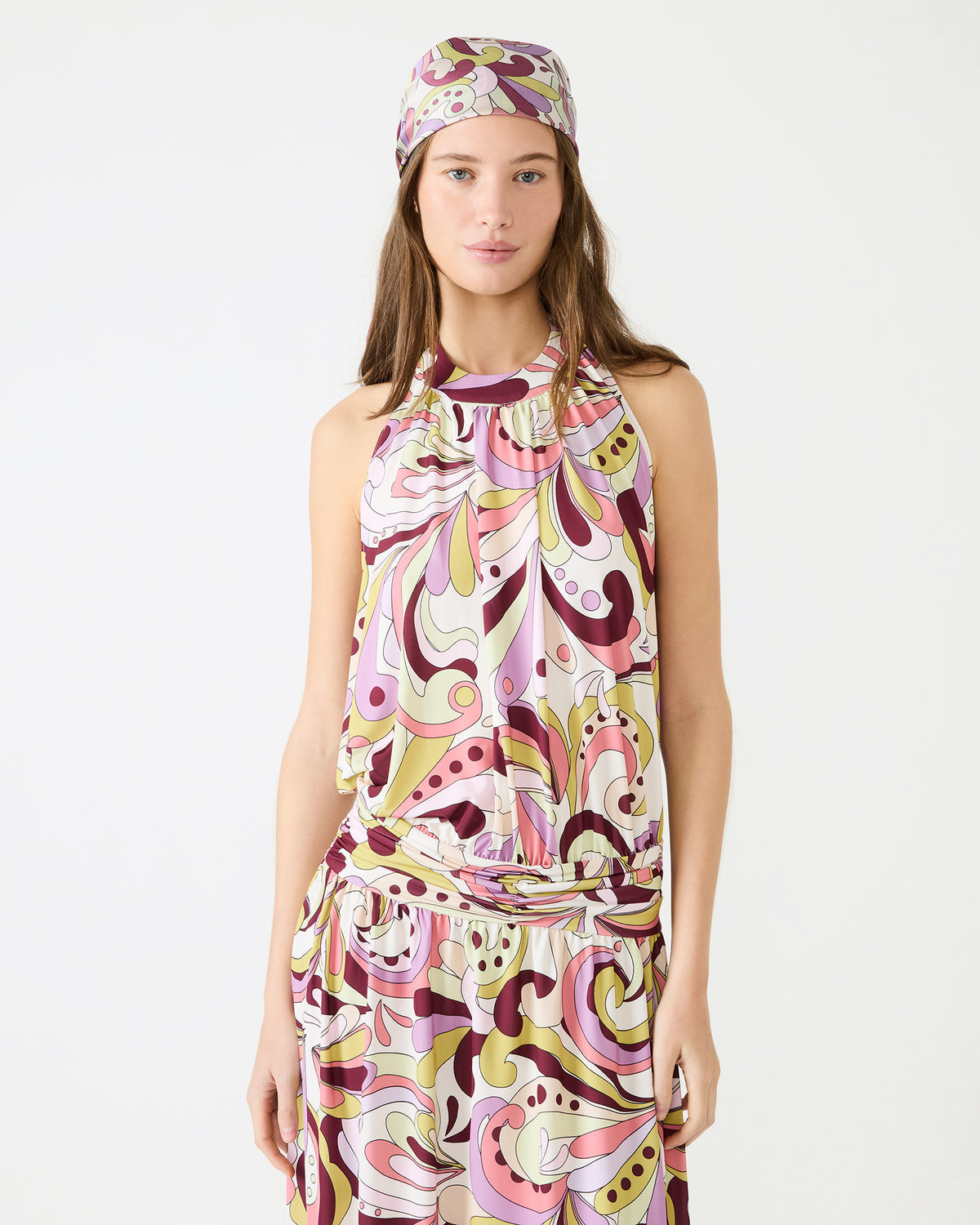 GALA Dress Petal Paisley Maxi Halter Neck Flowy Open-Back Women's Dress