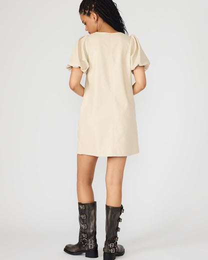 TILLY Bone Short-Sleeved Faux Leather Women's Dress