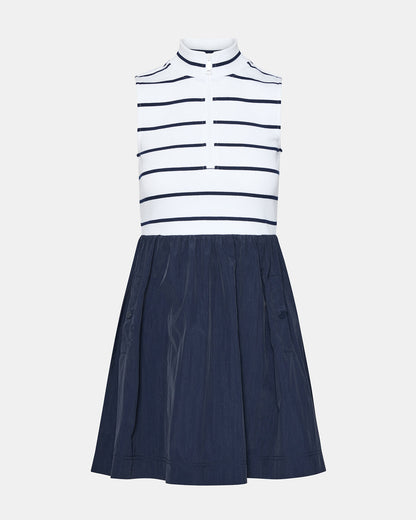 LYON Navy Women's Collared Sleeveless Flowy Dress