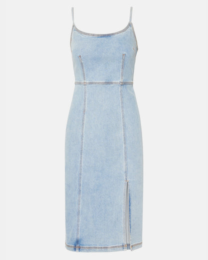 GISELLE Denim Midi Women's Dress with Slit