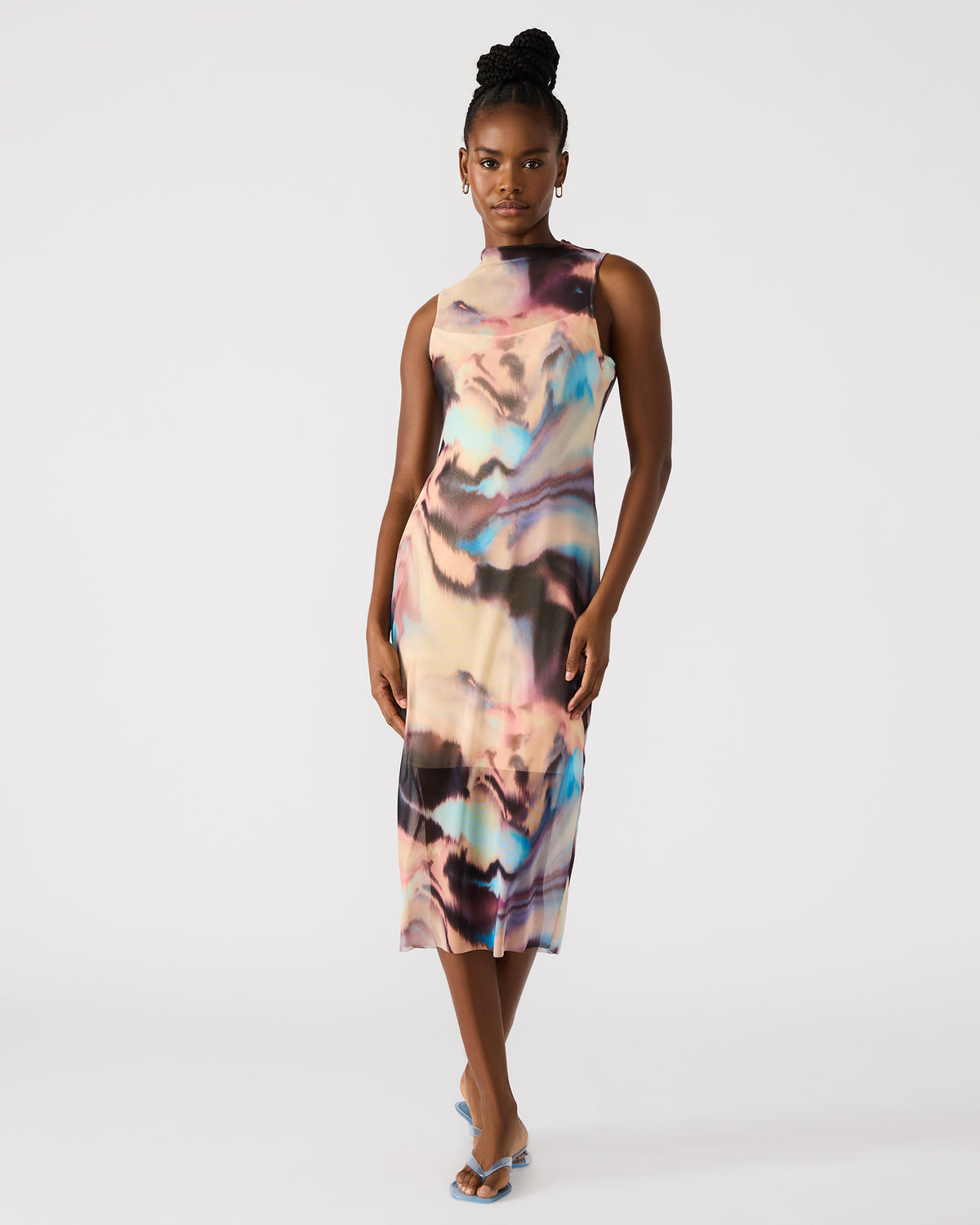 SIDRA Multi Women's Sleeveless Tie-Dye Midi Dress