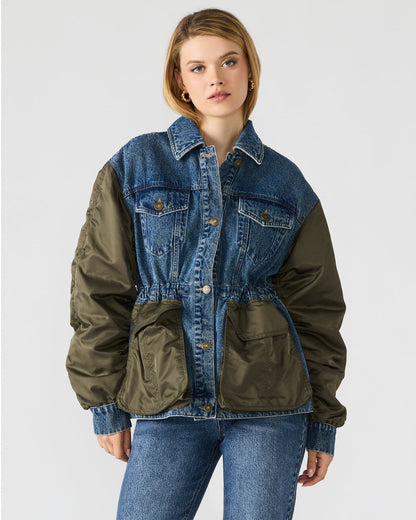 JOIE Dark Navy Long-Sleeved Button-Up Collared Women's Jacket