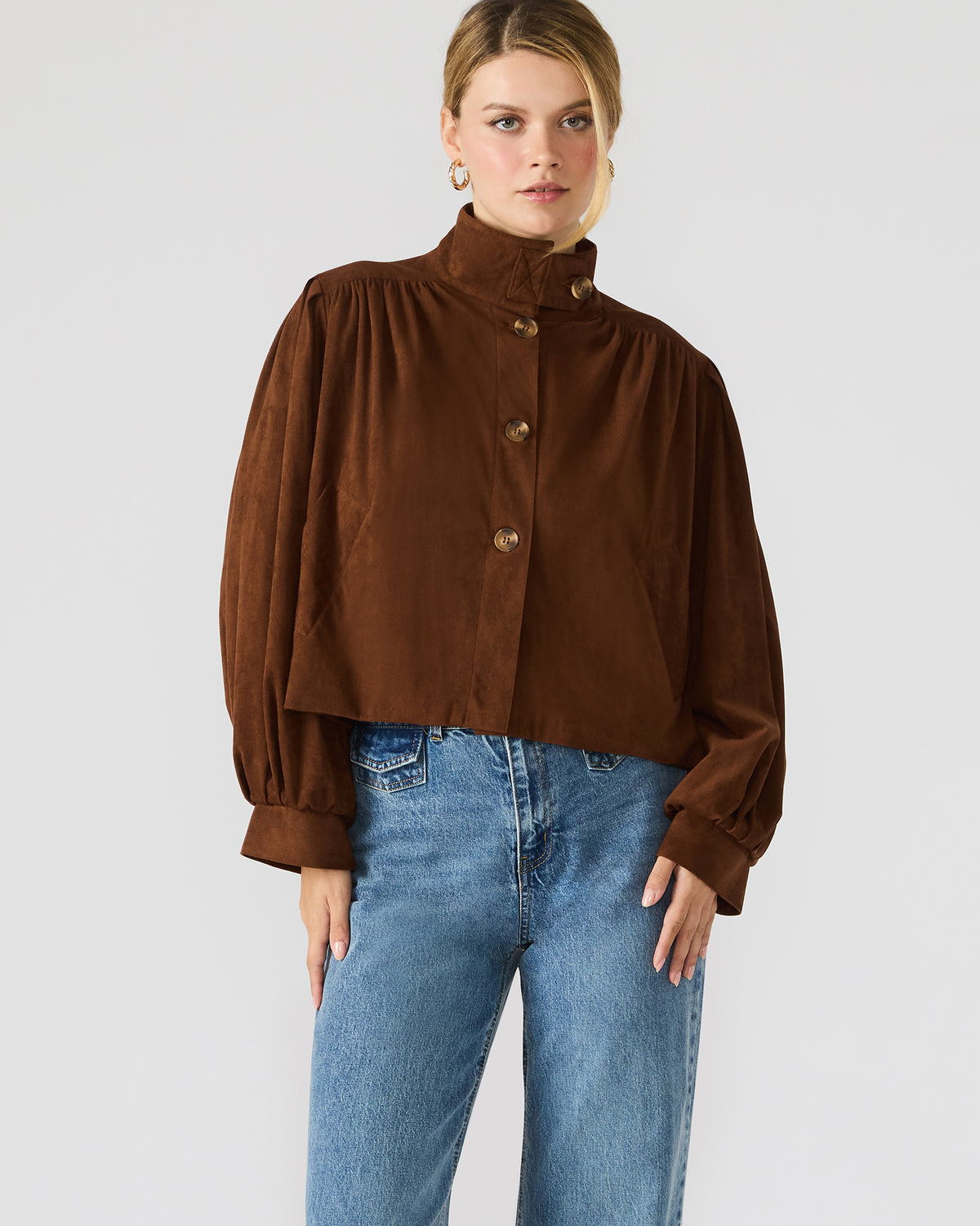 DIERDRA Chicory Coffee Long-Sleeved Button-Up Women's Jacket