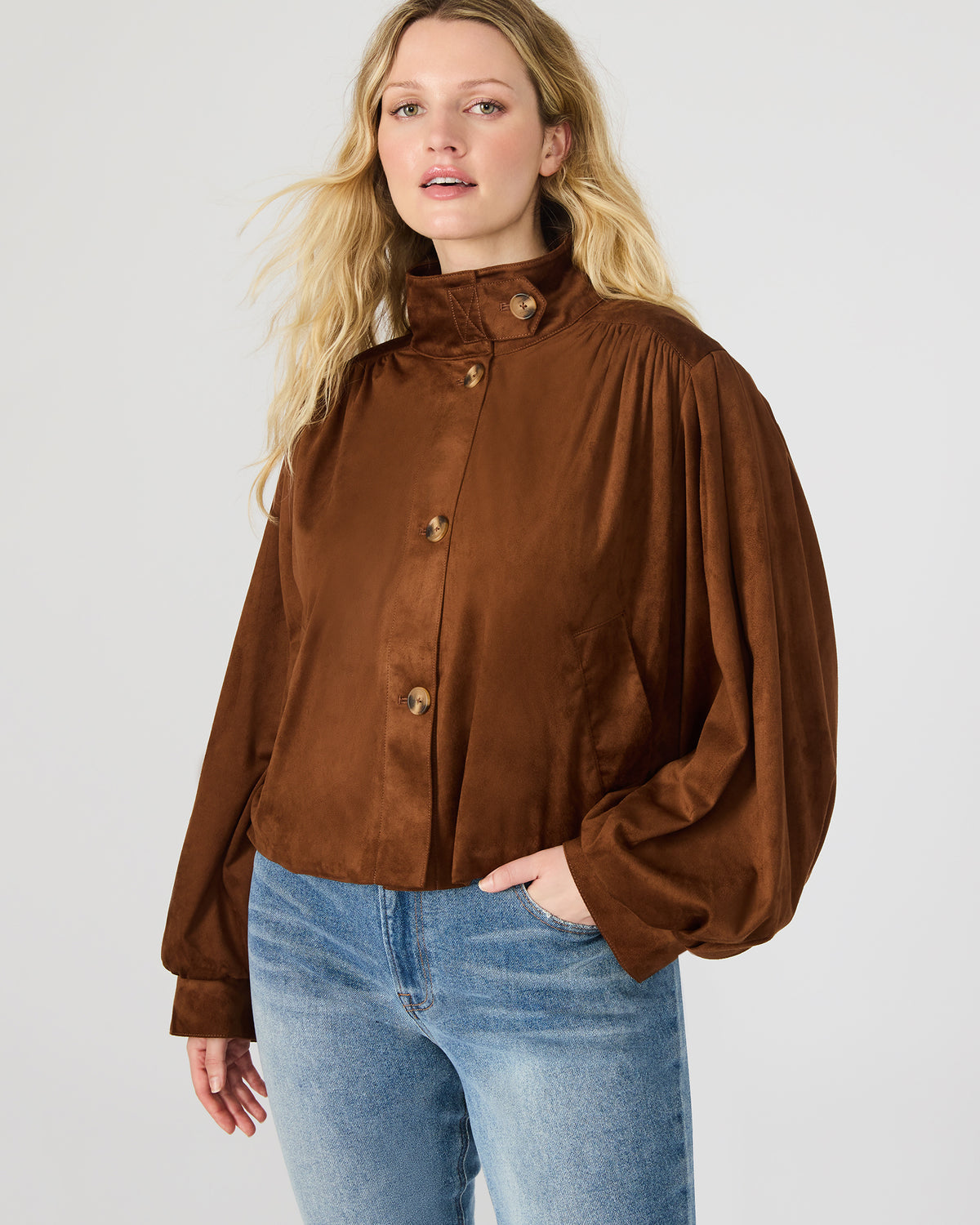 DIERDRA Chicory Coffee Long-Sleeved Button-Up Women's Jacket