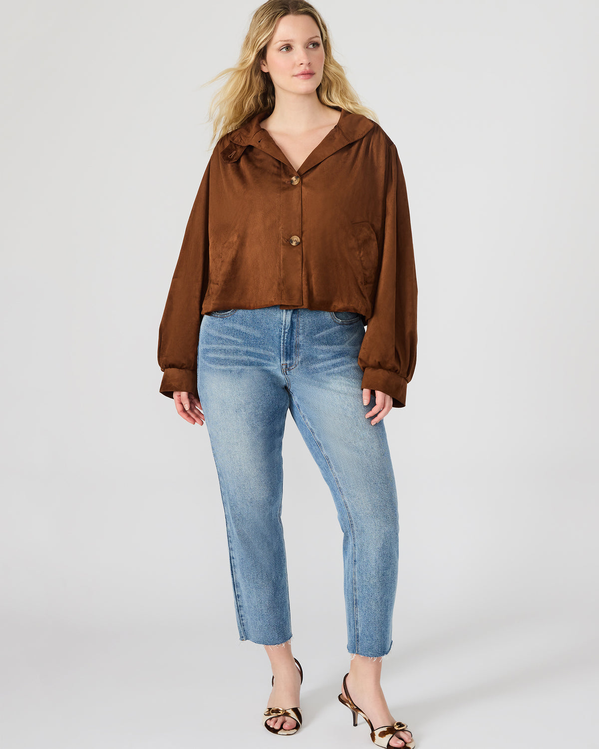 DIERDRA Chicory Coffee Long-Sleeved Button-Up Women's Jacket