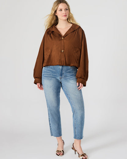 DIERDRA Chicory Coffee Long-Sleeved Button-Up Women's Jacket