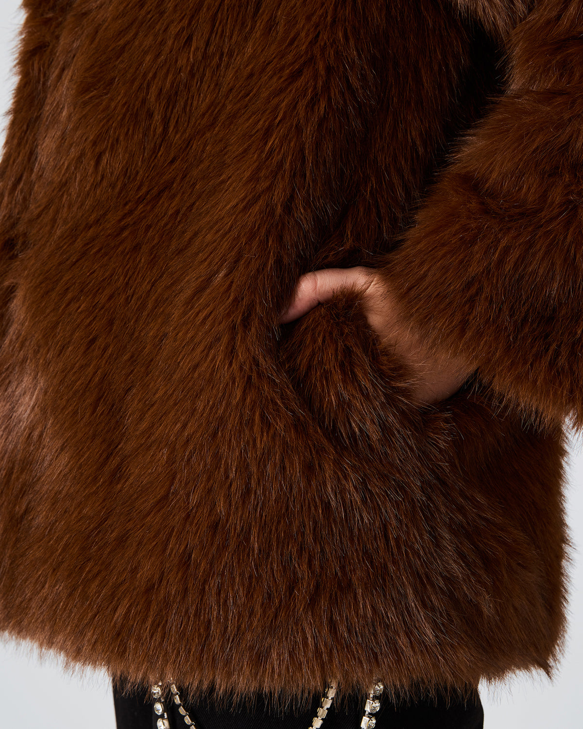 KINDRA Brown Faux Fur Collared Women's Coat