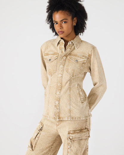 PARC Cafe Au Lait Long-Sleeved Button-Up Denim Women's Jacket