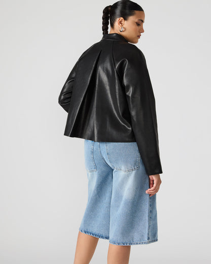 JETT Black Long-Sleeved Faux Leather Zip-Up Women's Jacket