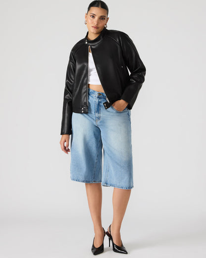 JETT Black Long-Sleeved Faux Leather Zip-Up Women's Jacket