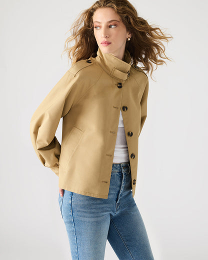 KAYLEE Medium Khaki Long-Sleeved Button-Up Women's Jacket