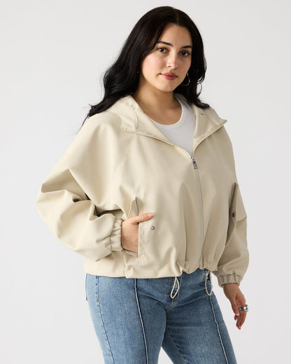 LUMI Bone Women's Faux Leather Hooded Jacket