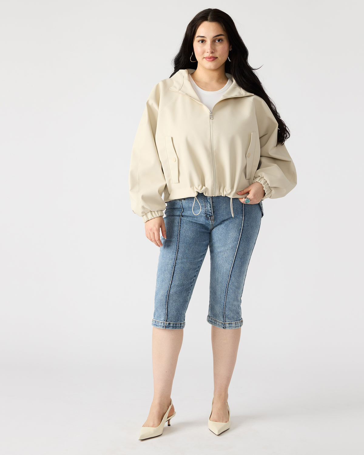 LUMI Bone Women's Faux Leather Hooded Jacket
