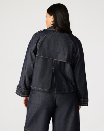 SIRUS Indigo Women's Cropped Denim Trench Coat