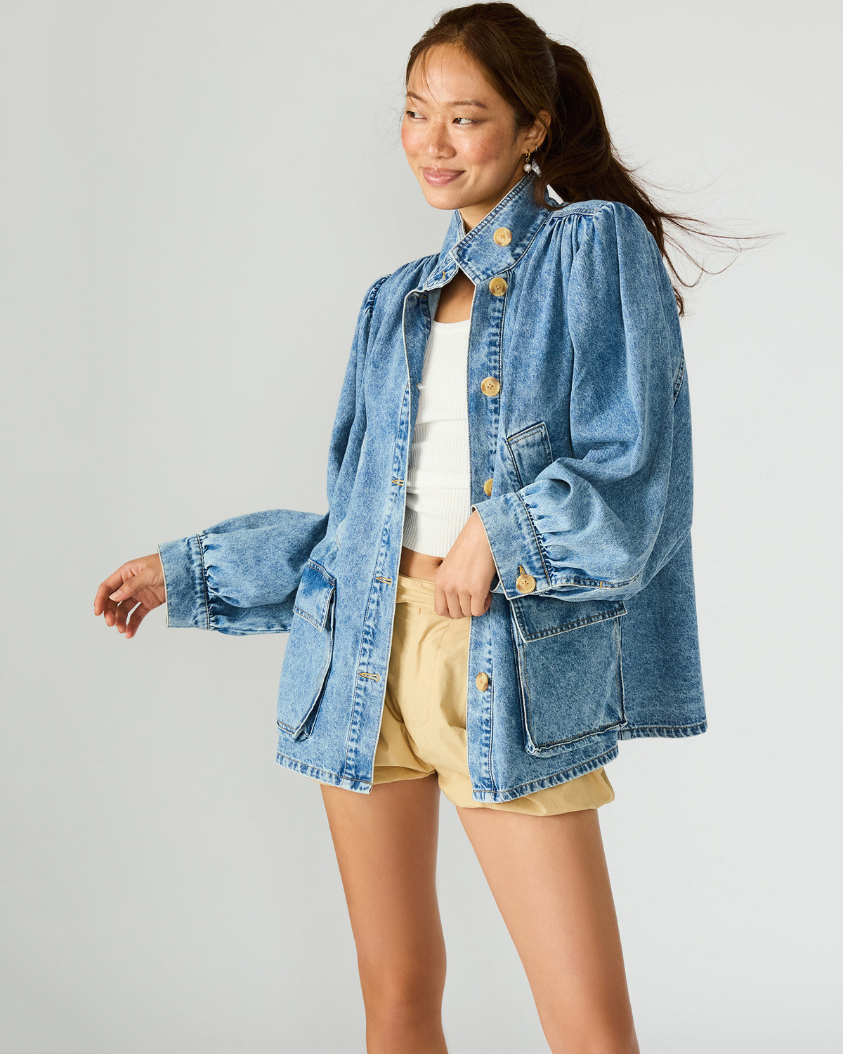 MARCELINE Denim Forever Blue Button-Up Long-Sleeved Women's Jacket