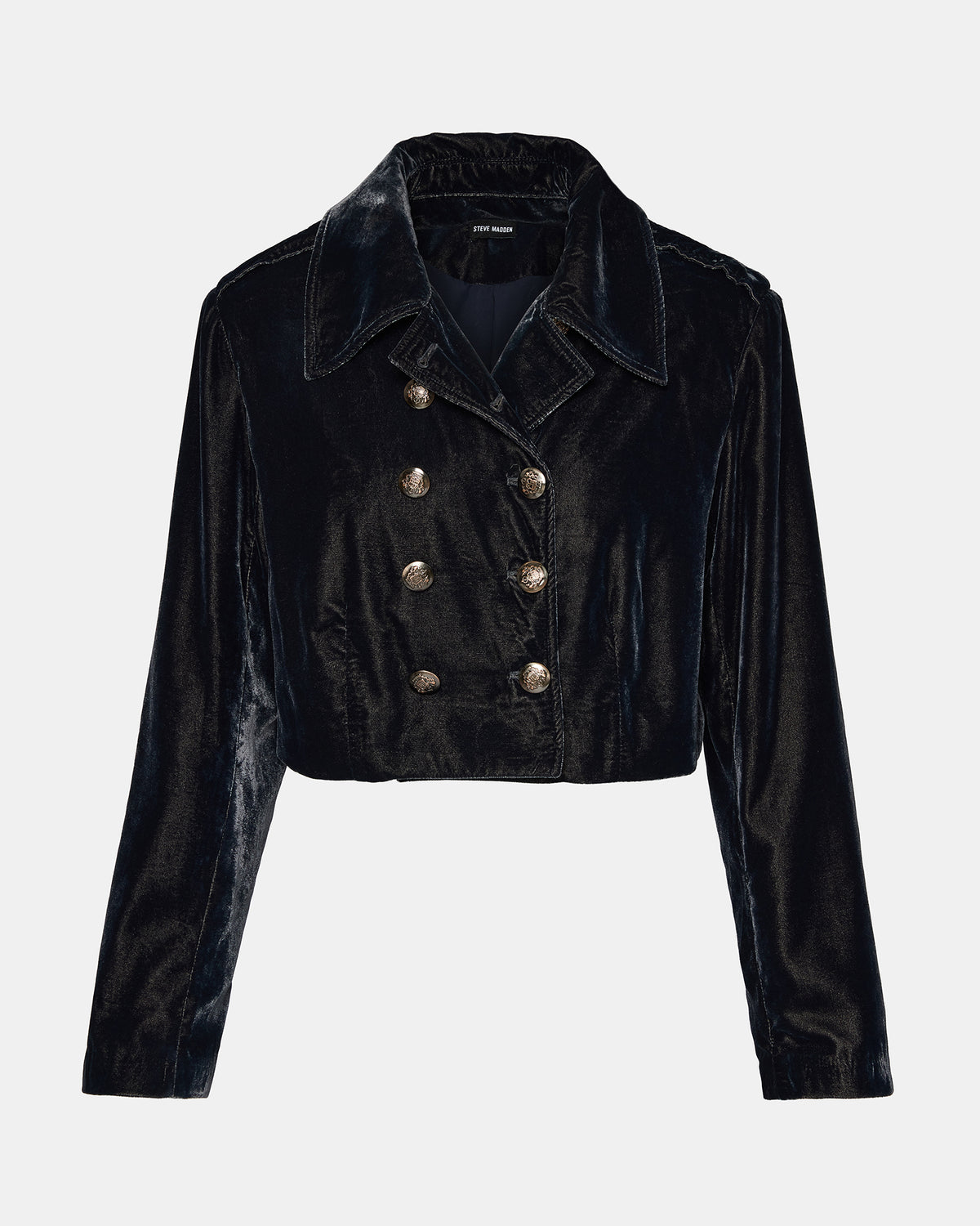 TONIA Indigo Haze Velvet Button-Up Long-Sleeved Women's Blazer Jacket