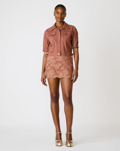 BLU Rust Short-Sleeved Denim Button-Up Women's Jacket
