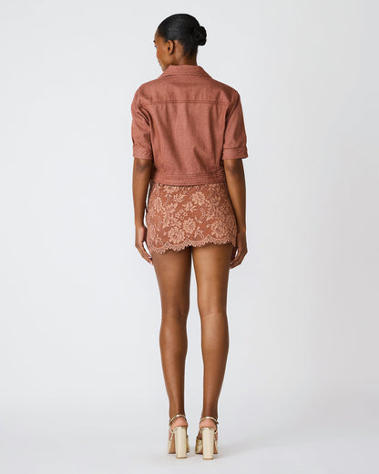 BLU Rust Short-Sleeved Denim Button-Up Women's Jacket