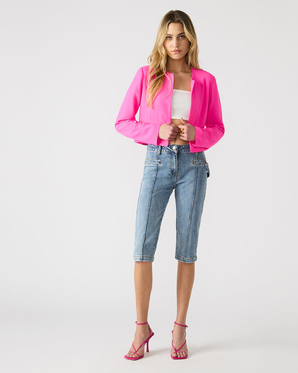 SERENEA Hot Pink Women's Long-Sleeved Open-Front Blazer