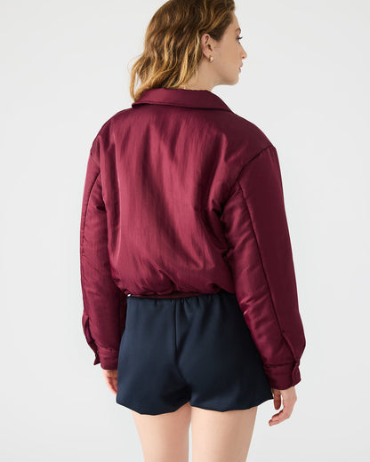 SELMA Wine Long-Sleeved Puffer Button-Up Women's Jacket