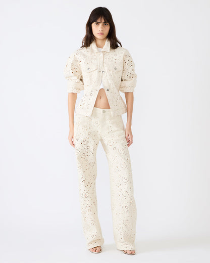 HENRIETTA Sea Mist Long-Sleeved Button-Up Eyelet Women's Jacket