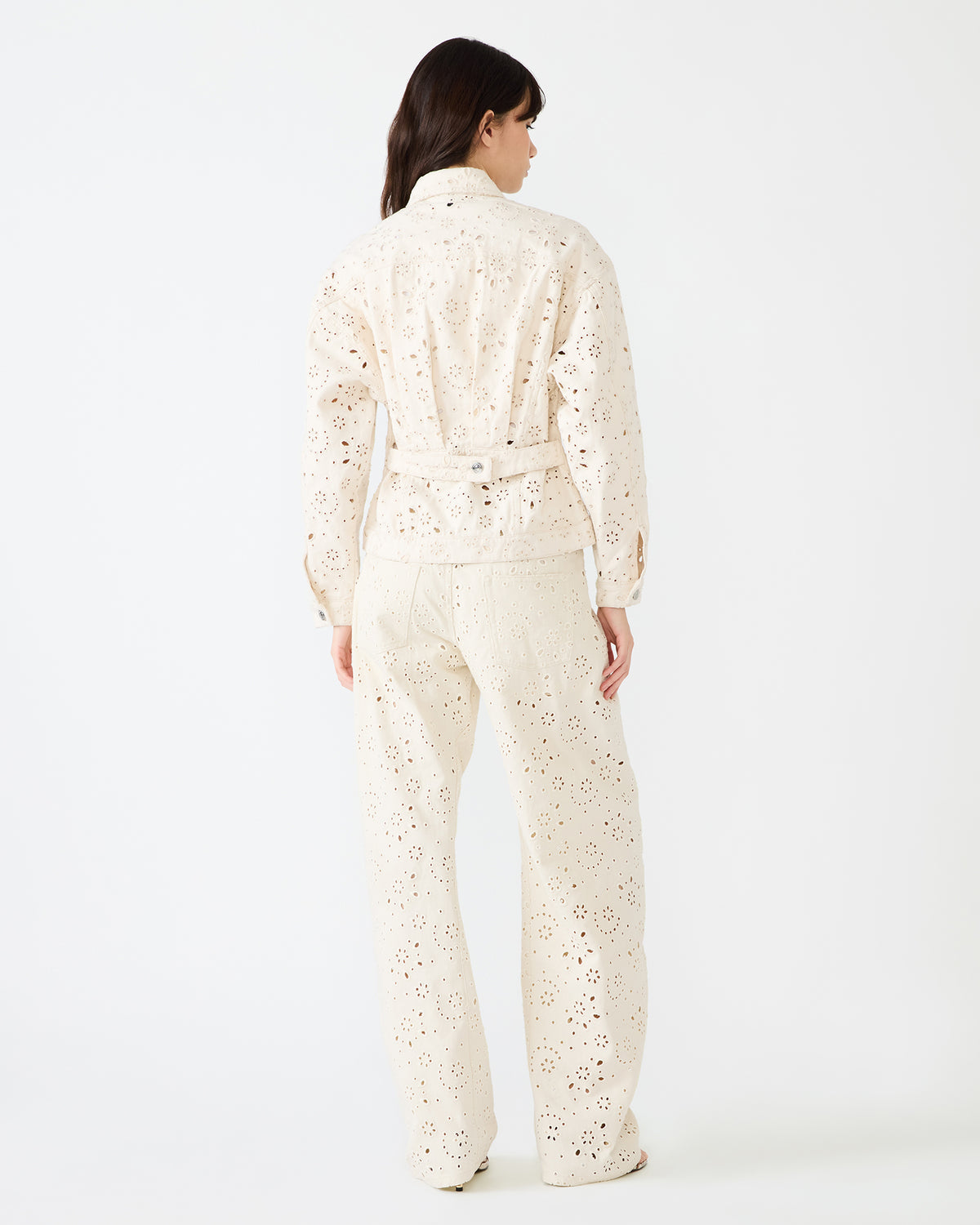 HENRIETTA Sea Mist Long-Sleeved Button-Up Eyelet Women's Jacket