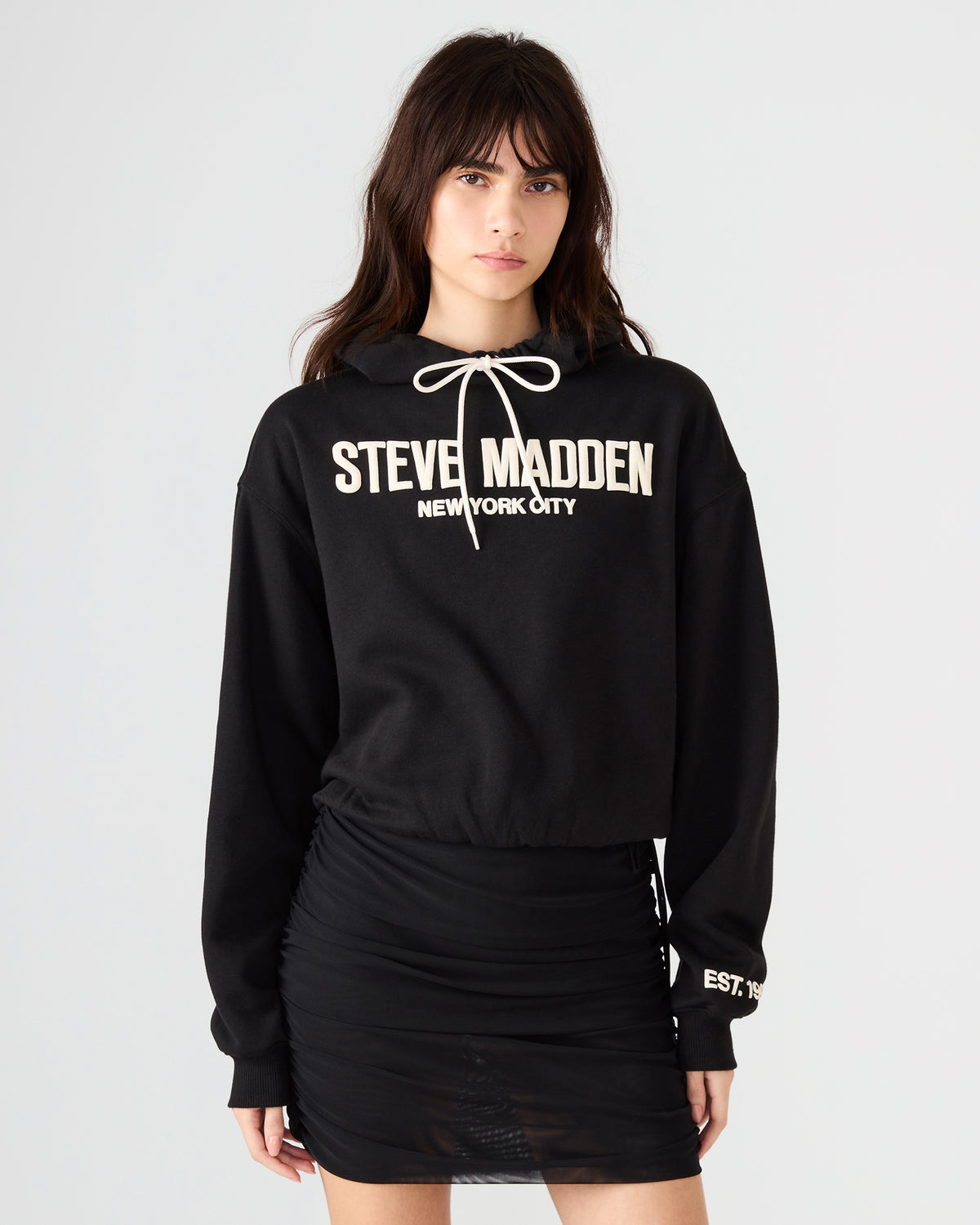 SM Black Logo Long-Sleeved Women's Hoodie